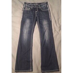 Rock & Roll-Cowgirl Low Rise Jeans 29x34 Boot Cut Western Distressed Embroidered